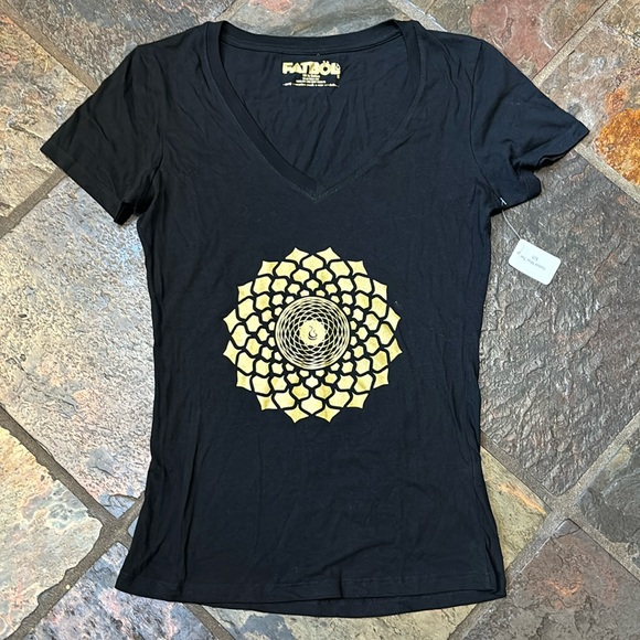 Fatbol Gold Lotus V Neck Tee - Picture 1 of 6